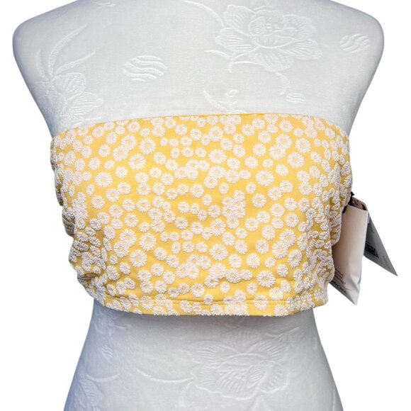 & Other Stories Other - & Other Stories Yellow Floral Textured Bandeau Bikini Top Size 10 NWT
